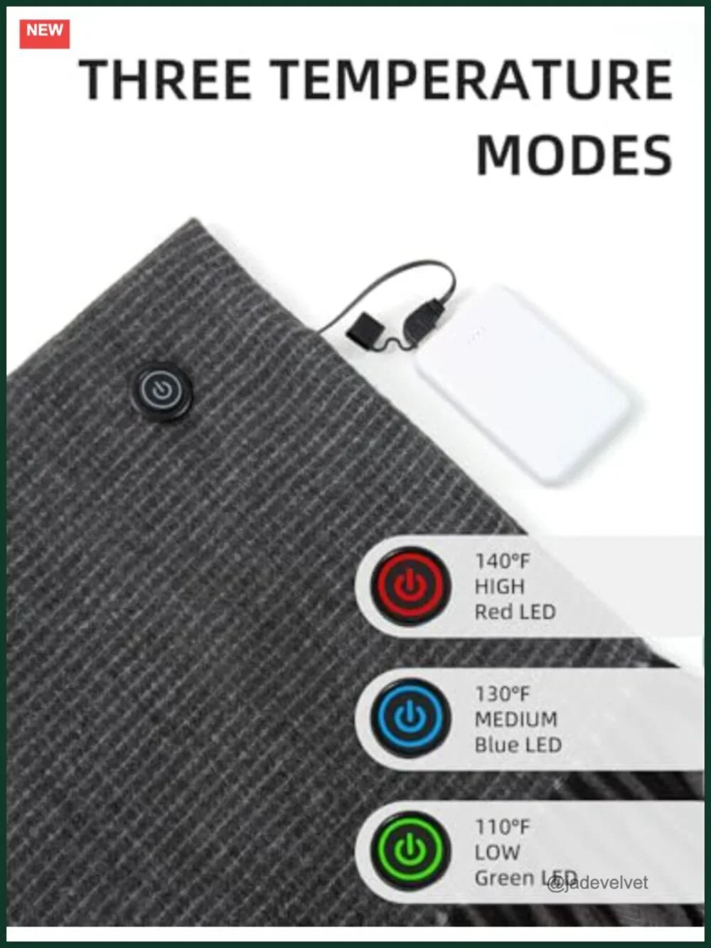 Rechargeable Heated Scarf 5000mAh 3 Heat Settings Cashmere Polyester